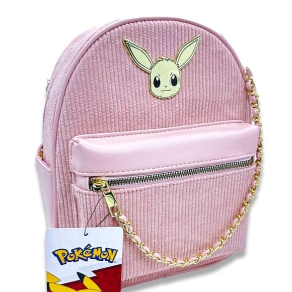 Pokemon 11" Mini Backpack - Pink Corduroy Eevee New With Tags NWT - Picture 1 of 7